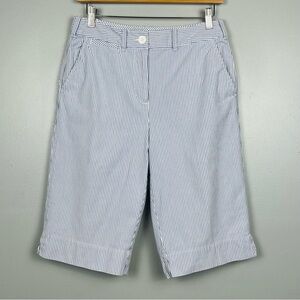 Vintage Talbots cotton spandex blue white striped Bermuda shorts, size 6.